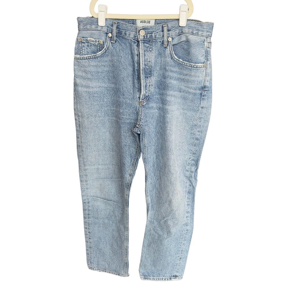 Agolde Style Riley Straight Blue Relaxed Jeans with Classic Style Size 28